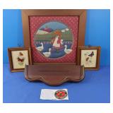 Framed Quilt Picture, Small Shelf, 2 Small