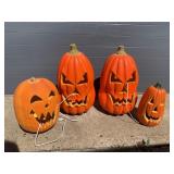 4 Lighted Jack-o-Lanterns-Largest approx 2