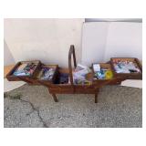 Wooden Sewing Box w/Sewing Accessories(good cond)
