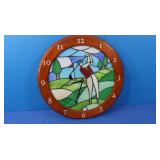 Golf Stained Glass Clock 16" Dia