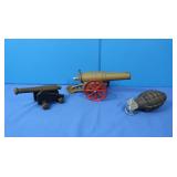 Big Bank Cannon, Small Brass Cannon, Hand Grenade