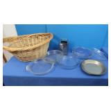 Glass Baking Dishes, Grater, Wicker Basket & More