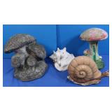 Cement Mushroom Yard Ornaments, Resin Snail,