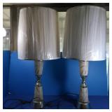 Pair of Vintage Table Lamps-Wheat 33" Glass &