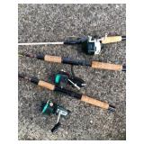 3 Fishing Rods & Reels, Mitchel 300 ZebcoxRL35,