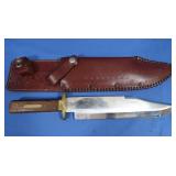 Large Knife w/Sheath Made in Pakistan 15"