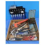 Tool Lot-Pliers, Needlenose, Pipe Wrench,