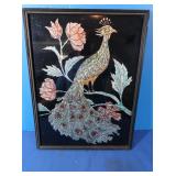 Framed Foil Peacock Picture 17"x12.5"