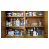 Contents of Cabinet-Milkglass Mugs, Anchor