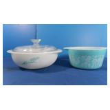 Vintage Pyrex 023 Blue Wheat 1.5 Qt Casserole,