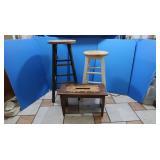 2 Wood Stools, Step Stool