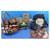 Misc Household Lot-Basket, Wall Hanging, Radio &