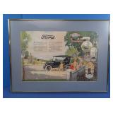 Framed Ford Adverstising Touring Car 22x16.5