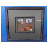 "The Reading Room" Saeed Mahboub, Framed 17.5x16,
