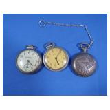 3 Vtg Pocket Watches-*All Run*-17 Jewel Crossex,