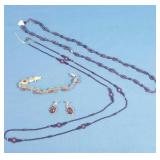 Sterling Amber w/Marcasite Bracelet&Earrings-23gr