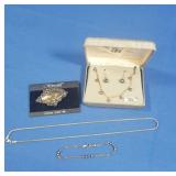 Sterling Pearl 16" Necklace&Earring Set, Sterling