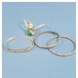4 Sterling Bracelets-1 w/malacite