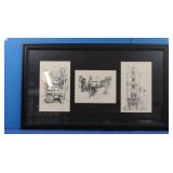 1990 Sketches of London-Framed 29x17