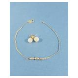 14K 7" Bracelet, Pearl Earring w/14K Posts 2.1gr