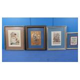 4 Framed Artworks-"June" Robert Furber 9x11,