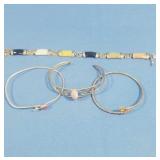 4 Sterling Bracelets w/Stones-Jade, Coral,Citrine