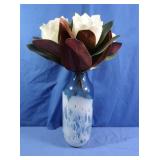 Blue & White Vase, Plastic Magnolia Picks