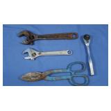 Adjustable Wrenches, Tin Snips, Ratchet