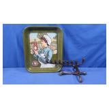 Oiled Brass Menorah 8x11x5", Coca Cola Trat