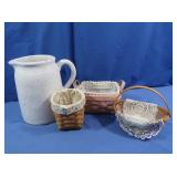 3 Small Longaberger Baskets w/Liners,Crazed Finish