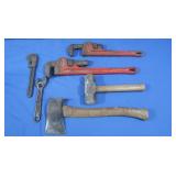 Ridgid Pipe Wrenches 18" & 14", True Temper Axe