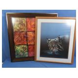 2 Framed Artwork-23x27", 28" Square