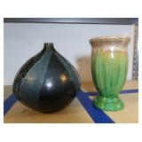Glazed Pottery Vase 9x5", Ceramic Pot 9" tall