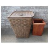 Wooden Plant Box 9x9x14", Wicker Clothes Hamper