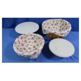 2 Longaberger Circular Baskets, Lids,Liners