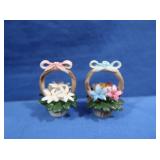 2 Vintage Capadimonte Miniature Baskets