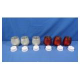3 NIB Silver Votive Holders & 3 Red