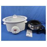 Lg Crockpot & Stainless Oster Fondue Pot