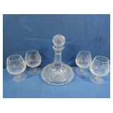 Waterford Crystal Decanter w/4 Sniffer Glasses