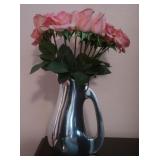 Wilton Polished Metal Pitcher 10" tall w/Roses