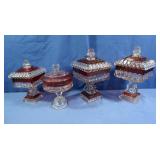 Vintage Ruby Flash Wedding Baskets & Compote