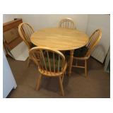 Round Drop Leaf Wooden Table w/4 Chairs 42" dia