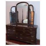 Ethan Allen 10-drawer Dresser w/Trifold Mirror