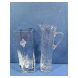 Square Glass Vase w/Cala Lilly, Drink Pitcher &