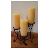 3 Battery Powered Candles on Metal Stands-tallest