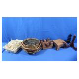 Lot of Baskets, Plate/Picture Holder &more
