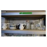 Contents of Shelf-Churchhill Creamers, Teapots,