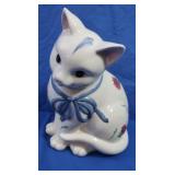 Lenox Cat Cookie Jar-Poppies on Blue