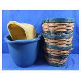 3 Hanging Baskets & Bucket