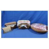 4 Longaberger Baskets & Bag o Decorative Crushed